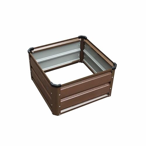 Gardiun Arriate de Jardín en Acero Galvanizado Grove Cuber L 50x50x26 cm Paneles Metálicos para Jardinera en Suelo | Forma Cuadrada | Color Marrón