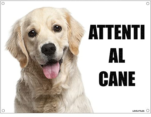 GOLDEN RETRIEVER attenti al cane mod 1 TARGA cartello IN METALLO (15X20)