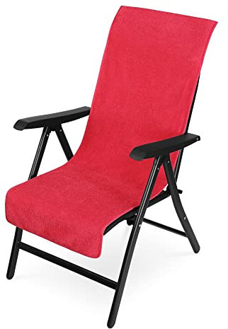 JEMIDI Frottee Schonbezug Gartenstuhl - 100% Baumwolle Überzug - Sonnenliege Handtuch -Auflagenbezug Frotteebezug mit Kapuzenüberschlag waschmaschinenfest