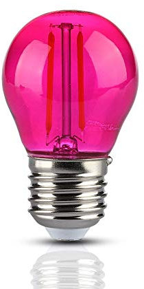 Lampadina Bulbo 2W, E27 G45 Filamento Vetro Colorato Rosa