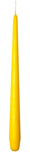 Sovie CANDLES Spitzkerzen Premium in SENFGELB, Ø 2,2cm x 28cm, Tafelkerzen Tischkerzen Leuchterkerzen Kerzen, 24 Stück, Brenndauer ca. 10 Std., Ideal für private Feiern & Gastronomie