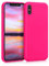 kwmobile Carcasa Compatible con Apple iPhone X Funda de Silicona - Flexible con Interior de Microfibra - Suave Protector antigolpes - Rosa neón
