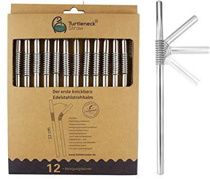 KNYG | DER EINZIGE 𝗕𝗜𝗘𝗚𝗦𝗔𝗠𝗘 Edelstahl Strohhalm | Patentiert & Hygienezertifiziert | Metall Strohhalm wiederverwendbar, Trinkhalme, Metallstrohhalme