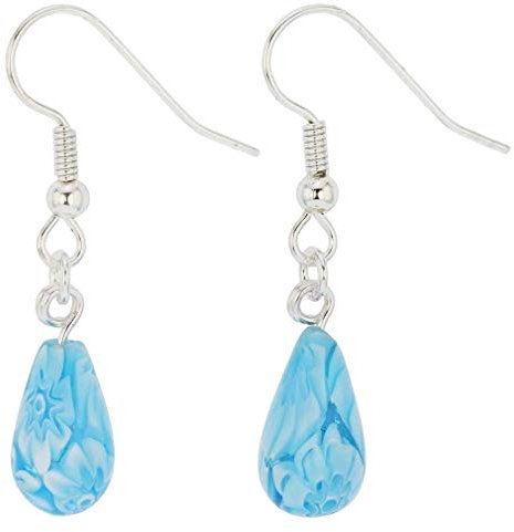 Murano Mosaic Kleine Millefiori Ohrringe - Aqua