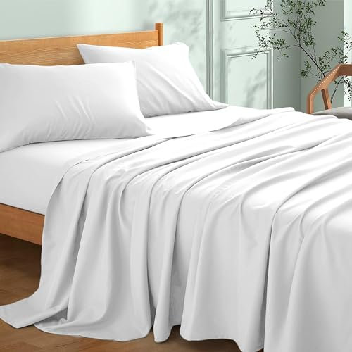 My Home Store Spannbettlaken, weich, hochwertig, 100% ägyptische Baumwolle, Fadendichte 300, Hotelqualität, pflegeleicht, lichtbeständig, Weiß, Super King Size (275 x 310 cm)