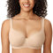 DELIMIRA Women's Padded Bra T Shirt Underwired Support Bra Balcony Seamless Full Cup Comfort Bra Beige 42F
