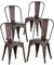 BenyLed Juego de 4 Sillas de Comedor de Metal Apilables, Estilo Vintage Industrial, Apto para Uso en Interiores y Exteriores, Silla de Jardín en Casa, Vidriar