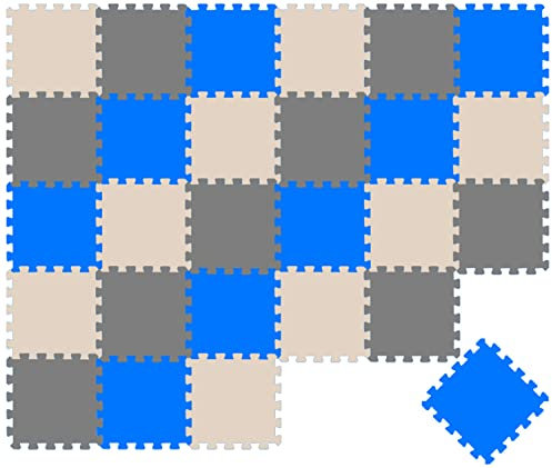 LittleTom 27 Teile Spielmatte Baby Puzzlematte ab Null - 30 x 30 cm Krabbelmatte Bodenmatte Kinder - Puzzle Teppich Kinderzimmer Matte - Outdoor Bodenschutzmatte Spielteppich Eva Schaumstoff Isomatte