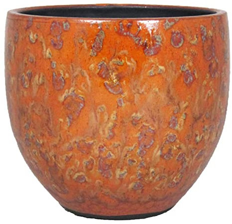 innaGLAS Pot à Plantes en céramique, moucheté, Orange-Jaune, 28 cm, Ø 28 cm - Cache-Pot