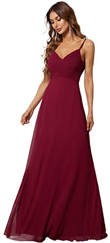 Ever-Pretty Robe de Soirée Femme Longue A Line Col V à Bretelles Mousseline de Soie Sexy Orchidée 44