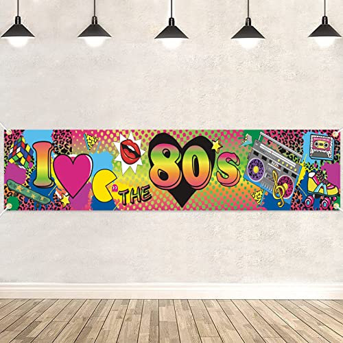80er Party Dekoration, 80er Party Banner, I Love The 80s Banner, 80er Jahre Dekoration, 80er Jahre Banner, 1980 Party Deko Hintergrund für neon 80er Jahre Geburtstag Party Deko Hip Hop Dekoration