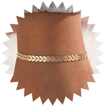 Cimenexe Bohème Fischgrätenkette Fußkettchen Gold Chevron Fußkettchen Kette V Pfeil Knöchelarmbänder Minimalistische Fischgräten Fußkettchen Sommer Fußkettenschmuck Für Frauen