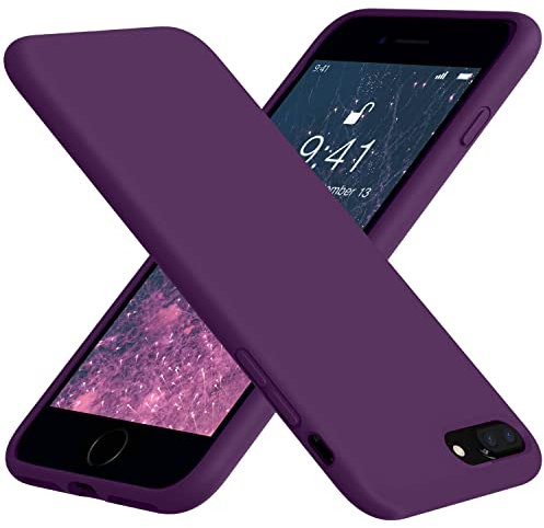 Vooii for iPhone 8 Plus /7 Plus Case, Soft Silicone Gel Bumper Case with Microfiber Lining - Hard Shell Shockproof Full-Body Protective Case Cover - Grape