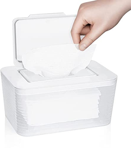 Umtiti Upgrade großer Feuchttücherspender, große Kapazität, Feuchttücher/Taschentuchbox mit Feuchtigkeitsverschluss, sicherer Deckel mit rutschfesten Gummifüßen, hält Tücher frisch, staubdichter