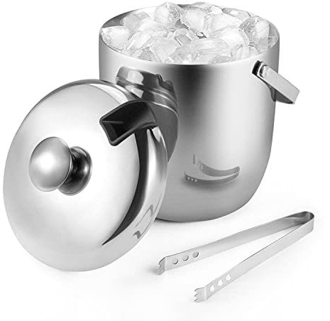 3 Liter Eiseimer, Großer Eiswürfelbehälter mit Deckel,Edelstahl Eiswürfelkühler Eisbehälter,Eiskühler, Eiskübel für die Eiswürfel Aufbewahrung