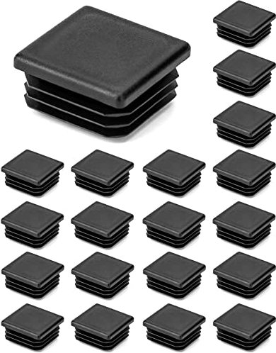 QWORK Lamellenstopfen für Vierkantrohre, Endkappen für Rohre, Rohrstopfen Quadratisch, Stuhlbeine, Kunststoff, quadratisch, 35x35 mm, Schwarz, 20 Stück