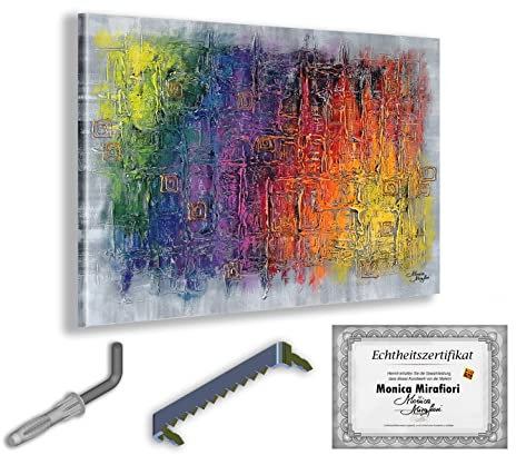 Monica Mirafiori I 100% HANDGEMALT I Gemälde Nocturno 100x70cm | Gemälde Handgemalt | Acrylgemälde | Sehr Großes Acrylbild I Moderne Kunst I Kunstbilder