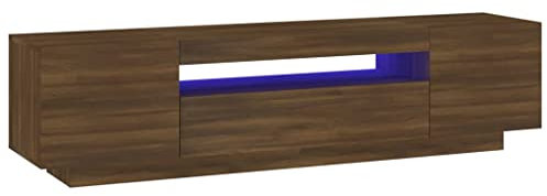 vidaXL TV Schrank mit LED-Leuchten Lowboard TV Möbel Tisch Sideboard Fernsehtisch Fernsehschrank HiFi-Schrank Braun Eichen-Optik 160x35x40cm