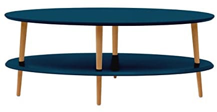 RAGABA OVO Low Couchtisch mit Ablageflache Breite 110cm x Tiefe 70cm, Einfach Montage, FSC Holz | Petrol Blue
