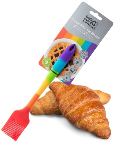 Taylors Eye Witness Rainbow Silicone Large Basting, Coating & Greasing Brush - Glazing & Sealing Pastry. Non-Stick Bristles, Even Liquid Release. Odour, Heat, Oil & Stain Resistant. 5 Yr Guarantee.