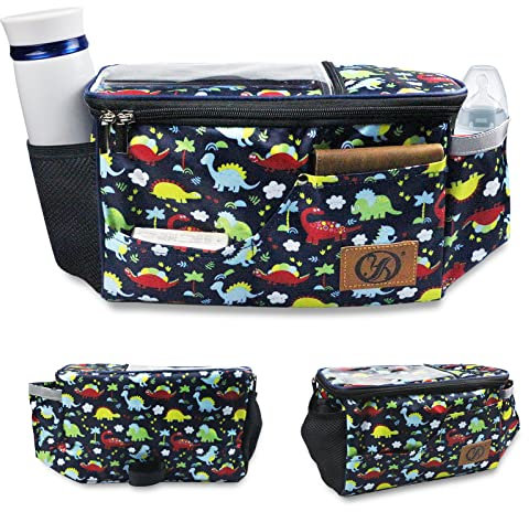 Kinderwagen Organizer mit Becherhalter, Schultergurt und Stauraum für Windeln&Handys,Baby Zubehör Buggy Organizer und Kinderwagen Taschen plus mit Reißverschlusstasche. (Farbe)
