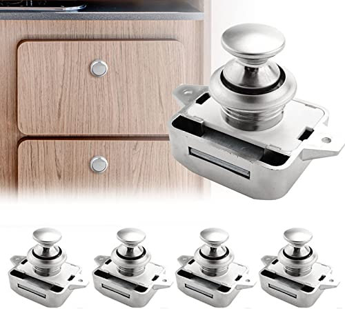 Opaltool 5 pièces Bouton Poussoir Loquet Sans Clé, Serrure Porte Sans Clé de Bouton de Loquet de 15-18mm pour L'armoire de Porte de Placard de Camping-car de Yacht de Bateau de RV