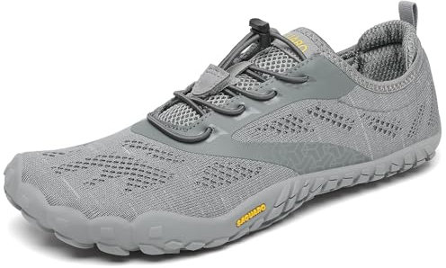 SAGUARO Barfußschuhe Damen Herren Zehenschuhe Traillaufschuhe Weich Bequem Barfussschuhe Fitnessschuhe Männer Frauen Trainingsschuhe für Joggen Laufen Wandern, Grau, 40 EU