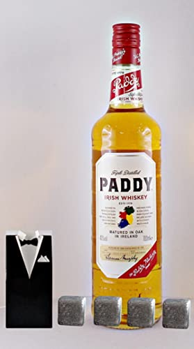 Paddy 7 Jahre irischer Blended Whiskey + 4 Kühlsteine im Smoking Genießerset Männergeschenke Geschenkset Whisky Irland Geschenkidee