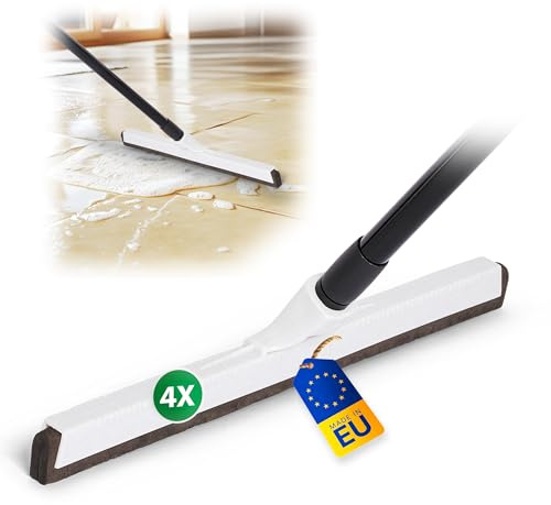 Novaliv 4X Duschabzieher Langer Stiel Kunststoff 43cm Bodenabzieher Dusche Terasse groß Fensterreiniger mit Teleskopstange Wasserschieber Boden Pool Badabzieher XXL breit Fliesen Wasserschieber