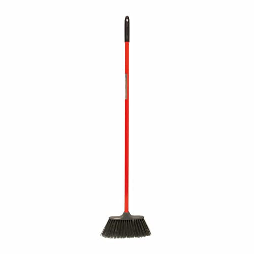 Red Gorilla Poly Yard Broom Red Lightweight Sweeping Brush Indoor Home or Outdoor Garden Building Site Soft Fibre Bristles Durable Compact 1.3m