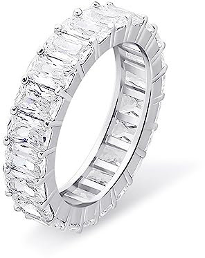 Hochzeit-Bands für Männer und Frauen Hiphop Ring Vergoldung Iced Out Cubic Micro gepflasterte CZ Ringe Engagement Party Schmuck Geschenk,Silber,8