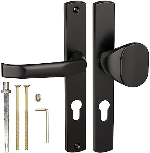 Gamar Türgriff und Türknauf 72 mm Schwarz Satz – Profilzylinder Türgriffe - Drückergarnitur Gartentor - Türklinken Set - Türklinke – Türdrückergarnitur - Türgriff Gartentor – Türdrücker