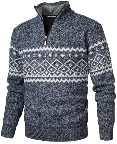 Herothorn Pullover in Pile da Uomo con Collo Alto e Zip Felpa in Micropile 1/4 di Zip a Manica Lunga Leggera a Collo Alto Lavorata a Maglia Pullover a Maglia Grossa Ispessita