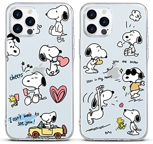 nurkorki [2 pezzi Cover per Apple iPhone 15 Pro Max 6.7“, Custodia Morbide Silicone Cute Cartone Animato Disegni Trasparente TPU Bumper Sottile Antiurto Protettivo Case per iPhone 15 Pro Max
