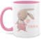 Tasse Tassen 325ml - Süßer Hase Mädchen mit Name personalisiert I Häschen I Rabbit I Langohr I Süße Hasen - 325 ml - Rosa - osterbecher personalisierte kinder hasenmotiv emma kindertasse