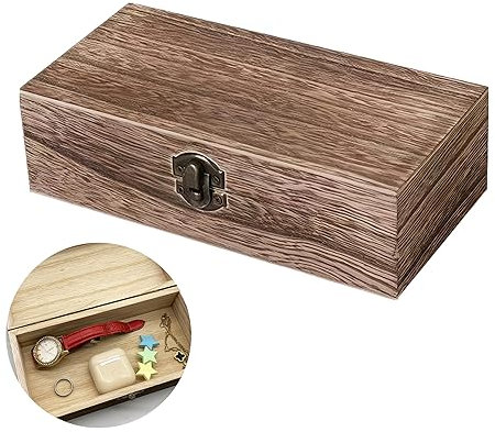 CHENNAN Holzkiste mit Deckel klein Holzschachtel Holzbox Natur Schmuckkästchen aus Holz Dekoratives Schmuckkästchen Box DIY-Schmuckkästchen aus Holz Für Schmuck,Juwelen,Ringe,Andenken (Dunkelbraun)