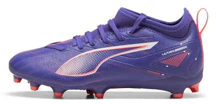 PUMA Ultra 5 Match Fg/AG Jr, Soccer Shoe Unisex - Bambini e Ragazzi, Lapis Lazuli Puma White Sunset Glow, 34.5 EU