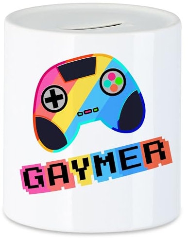 Hey!Print Gaymer Tasse LGBT Gay LGBTQ Pride Queer Homosexuell Gamer Gaming CSD Pride Week Spardose