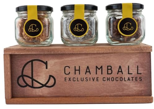 Caja de Chocolates para Regalar, 15 Trufas de Chocolate Belga con: Champagne, Whisky y Pedro Ximenez, Rocas de Chocolate ideal Caja regalo Chocolate con Trufas Magicas, Chocolate box de CHAMBALL