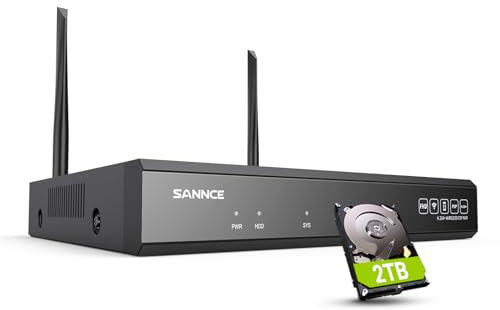 SANNCE 10CH 5MP NVR Überwachungssystem Rekorder mit 2TB Festplatte WLAN Videoüberwachung für IP Kamera Innen, Außen Sicherheit AI Human Detection