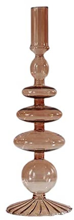 BestAlice Bougeoirs en Verre Bougeoirs Coniques en Verre Coloré Chandelier Bougeoirs en Verre Ondulé Bougeoir en Verre élégant Vases en Verre pour Pièce Maîtresse de Fête à la Maison(Marron K)