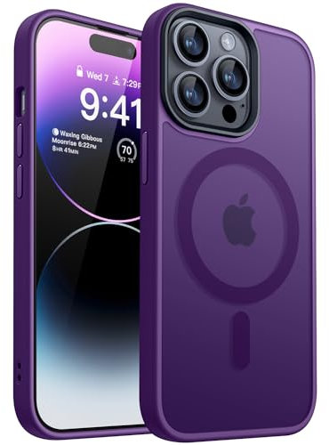 CANSHN Cover Magnetica Opaca per iPhone 14 Pro, [Compatibile con MagSafe] Custodia Traslucida Opaca Protettiva Sottile Antiurto 6,1 Pollici - Viola Scuro