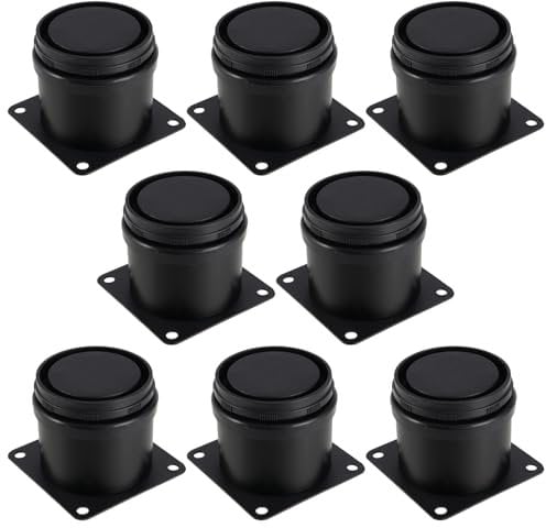 MAHIONG 8 PCS 50mm-65mm Adjustable Furniture Legs, Stainless Steel Metal Cabinet Legs Furniture Feet with Screws, Round Sofa Cabinet Riser Replacement Legs for DIY Desk Kitchen Ottoman