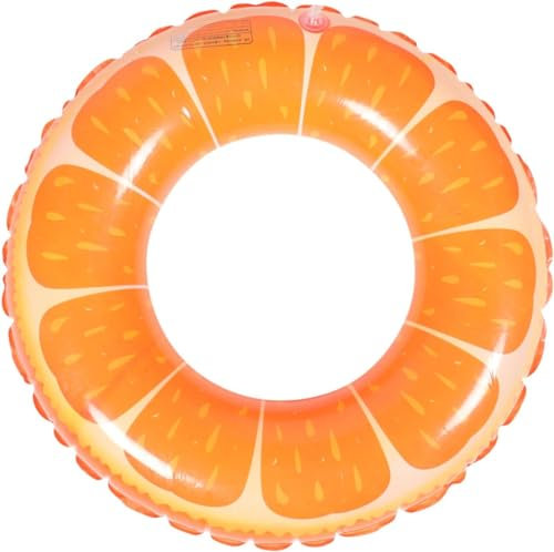 Aufblasbare Schwimmringe Schwimmring Erwachsene Schwimmreifen mit Sommerfruchtmalerei Obst Schwimmring PVC Lampe Pool Kleinkind Strand Sommer Wasser Schwimm Pool Ring (orange)