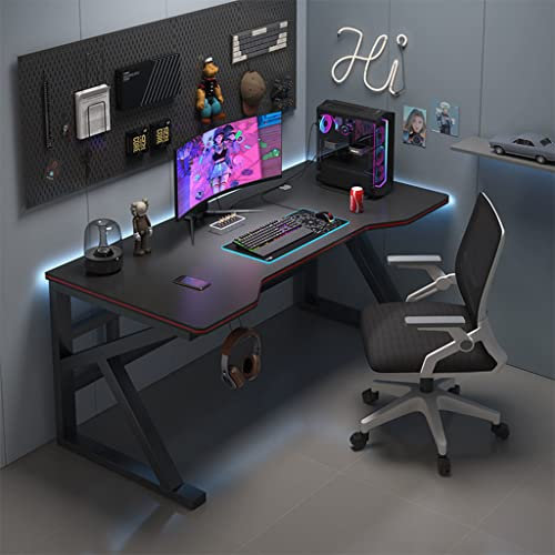 BOKNI Gaming-Schreibtisch, großer Computertisch, Gaming-Tisch, ergonomische PC-Gaming-Workstation, PC-Laptop-Gamer-Tisch-Workstation mit Kopfhörerhaken, L 100 cm