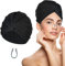 ZYNERY Bonnet de Bain, Bonnet Piscine Femme, Bonnet de Natation, Piscine Baignade Turban, Bandeau de Natation en Tissu Extensible, Bonnet de Bain pour Femme Cheveux Long Adulte (Noir)