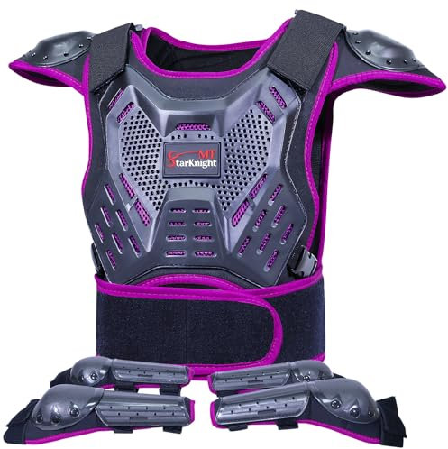 StarknightMT Équipement de moto pour enfants - Équipement de moto pour adolescents armure de protection motocross, combinaison, protection poitrine pour garçons, filles, cyclisme, patinage, hors route