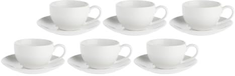 LA PORCELLANA BIANCA Essenziale Tazza tè The con Piattino Set 6 Pezzi 220ml Bianco