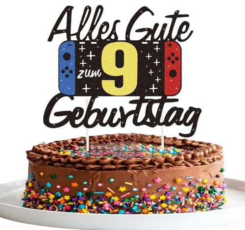 Torten Deko Geburtstag Junge und Mädchen, Tortendeko Geburtstag, Kuchendeko Geburtstag Deko, Alles Gute zum Geburtstag Geburtstagsdeko Kuchen Deko,Cake Topper Jahre (Torten Deko 9 Geburtstag)