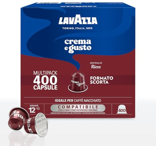 Café Lavazza Capsules compatibles Nespresso Crema&Gusto Ricco, 400 Capsules